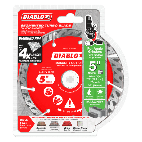 Diablo DMADST0500 5 in. Diamond Segmented Turbo Cut-Off Discs for Masonry