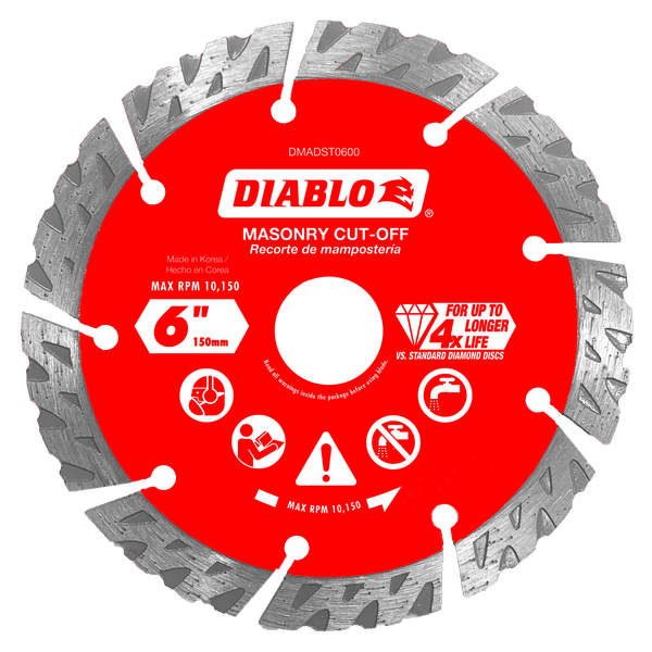 Diablo DMADST0600 6 in. Diamond Segmented Turbo Cut-Off Discs for Masonry