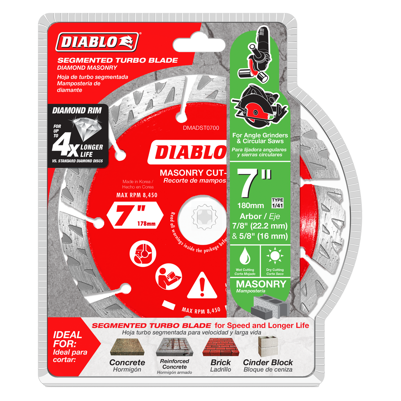 Diablo DMADST0700 7 in. Diamond Segmented Cut-Off Discs for Masonry