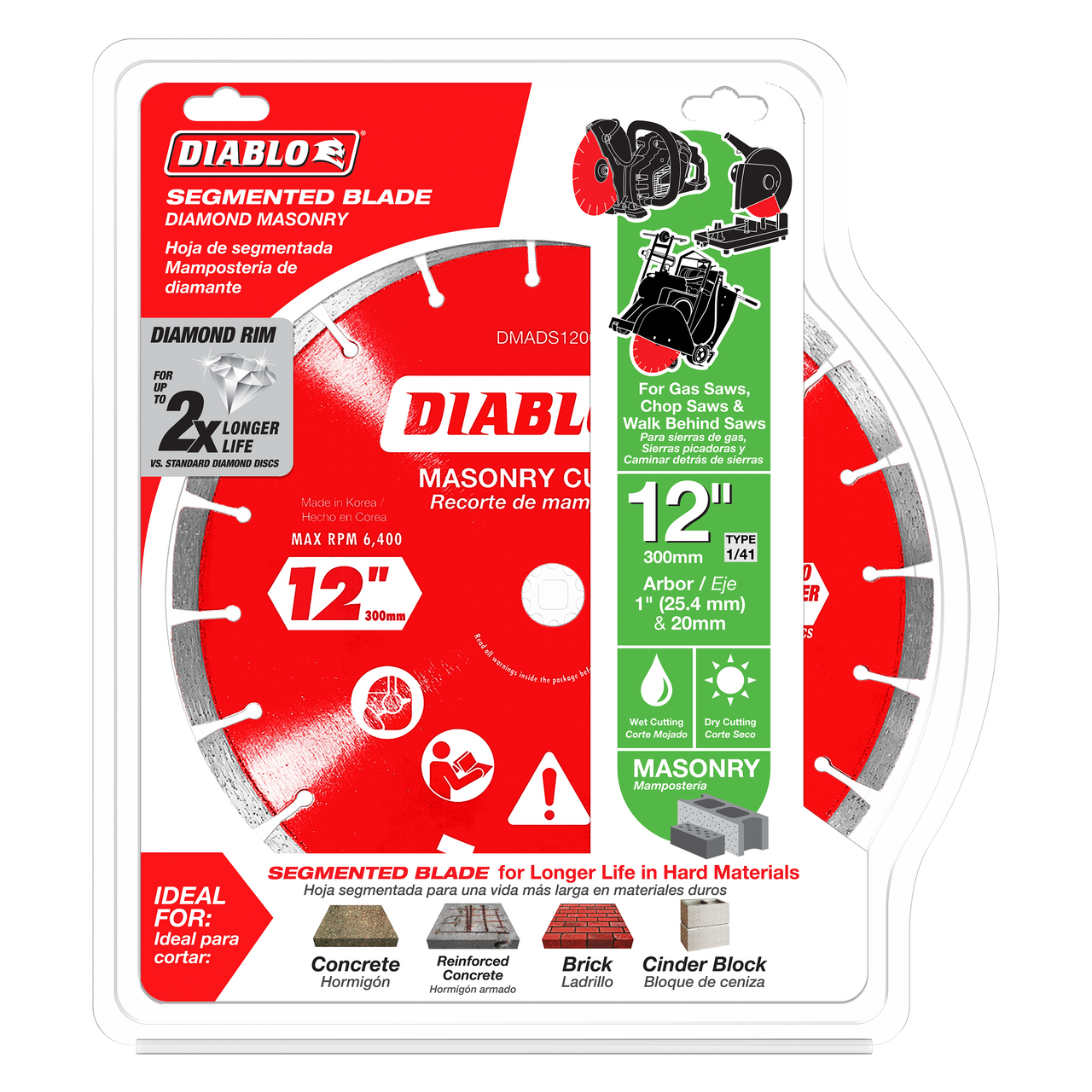 Diablo DMADS1200 12 in. Diamond Segmented Cut-Off Discs for Masonry