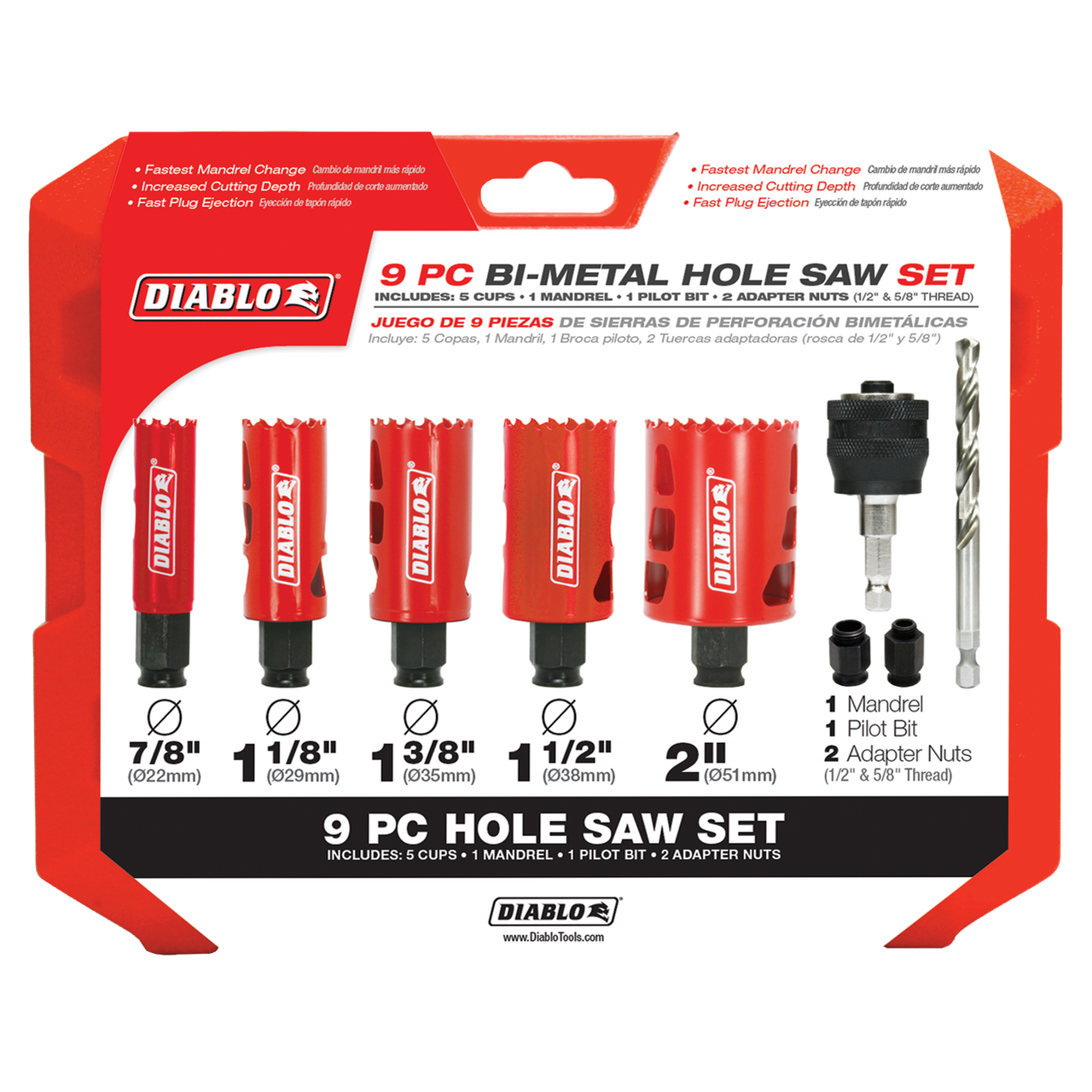 Diablo DHS09SGP 9 pc General Purpose Bi-Metal Hole Saw Set