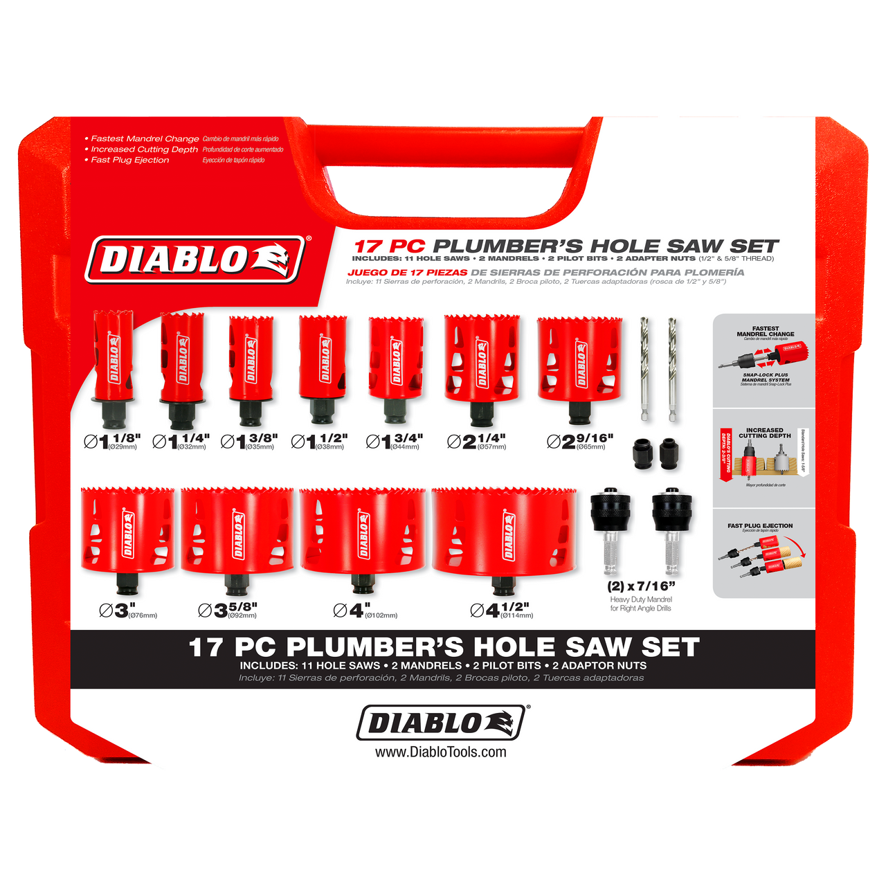 Diablo DHS17SPL 17 pc Plumber's Bi-Metal Hole Saw Set