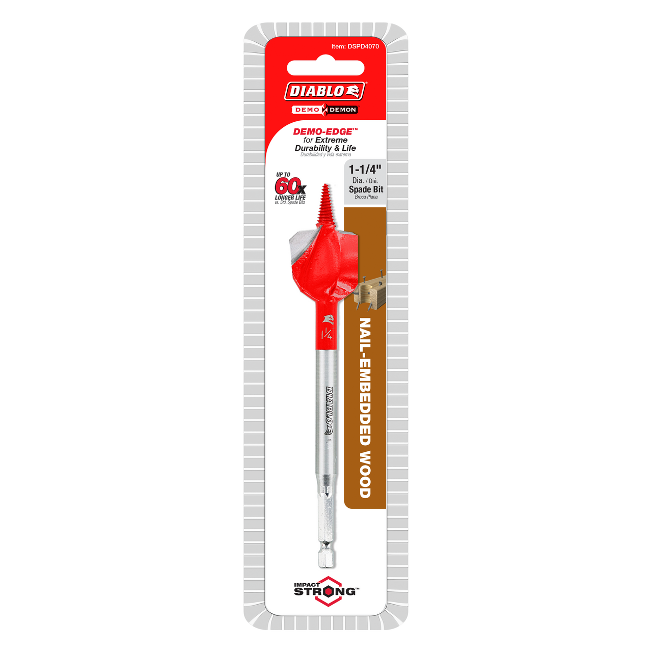 Diablo DSPD4070 Diablo 1-1/4 in. x 6 in. Demo Demon Spade Bit for Nail-Embedded Wood