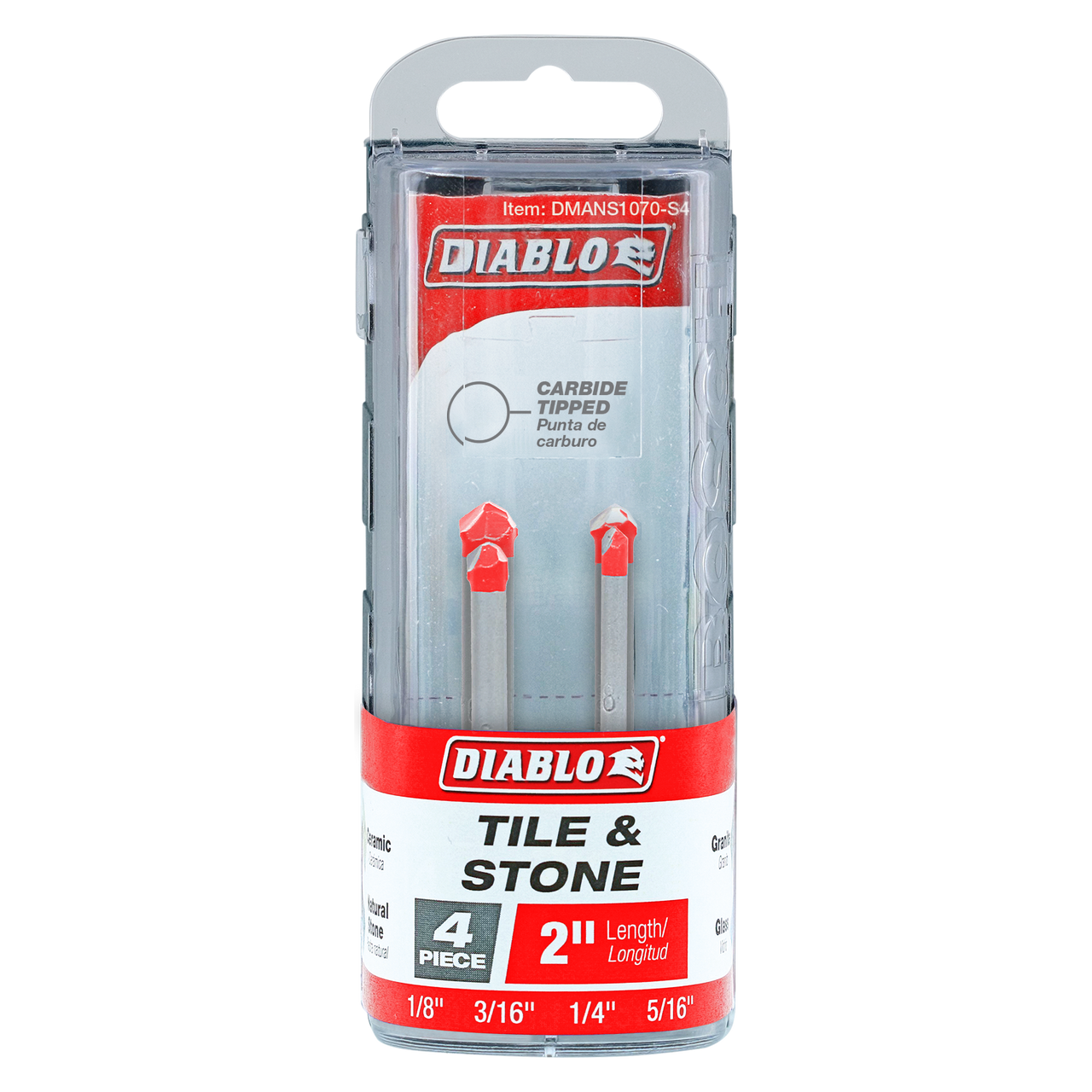 Diablo DMANS1070-S4 4 pc Tile & Stone Carbide Tipped Drill Bit Set (4-Piece)