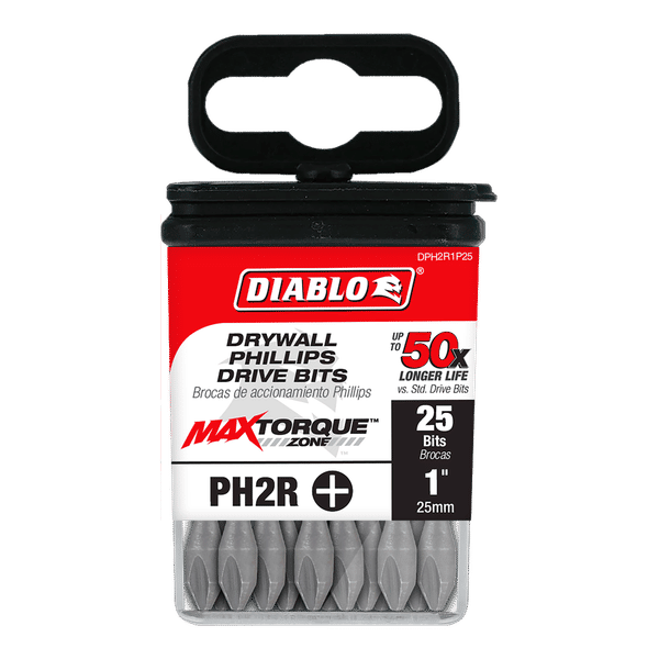 Diablo 1 inch, Num. 2 Reduced Phillips Drive Bit - 25 Pack - DPH2R1P25