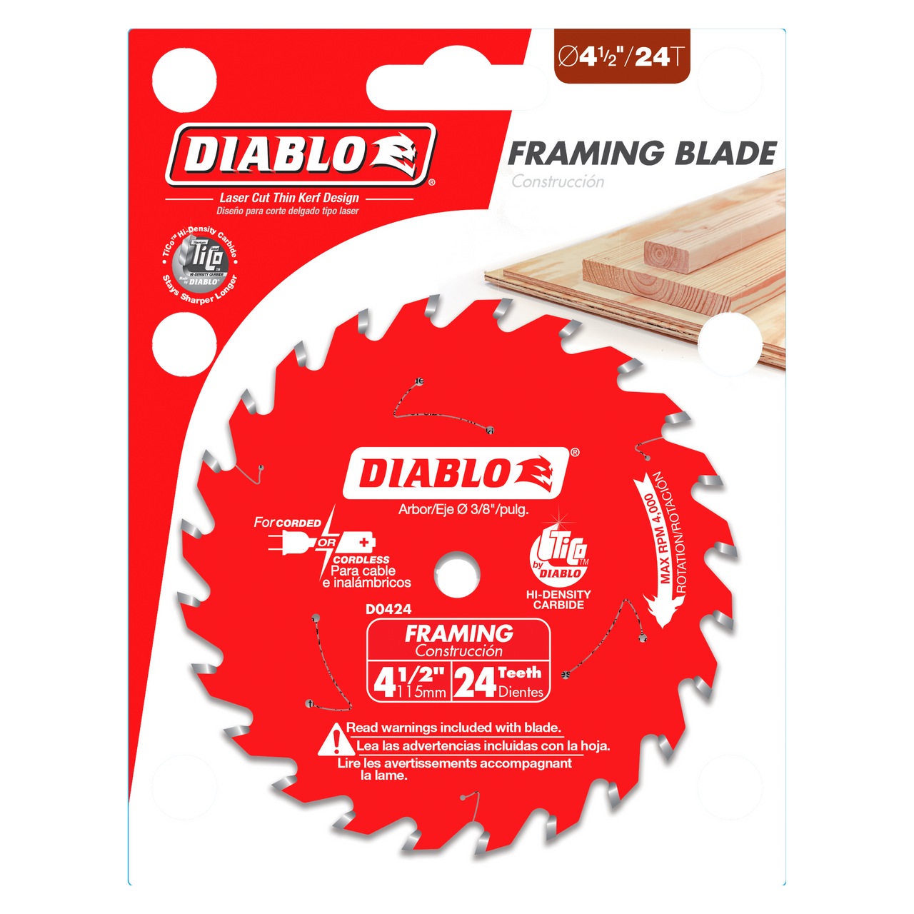 Diablo D0424X 4-1/2 in. x 24 Tooth Framing Trim Saw Blade