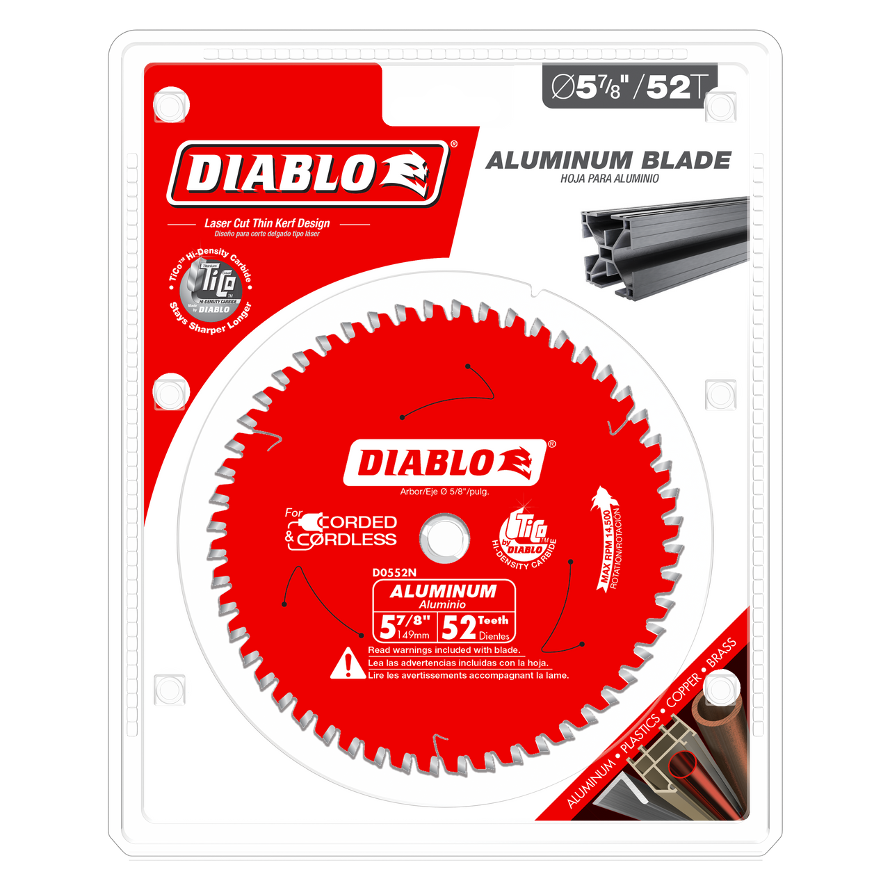 Diablo D0552N 5-7/8 in. x 52 Tooth Medium Aluminum Cutting Saw Blade