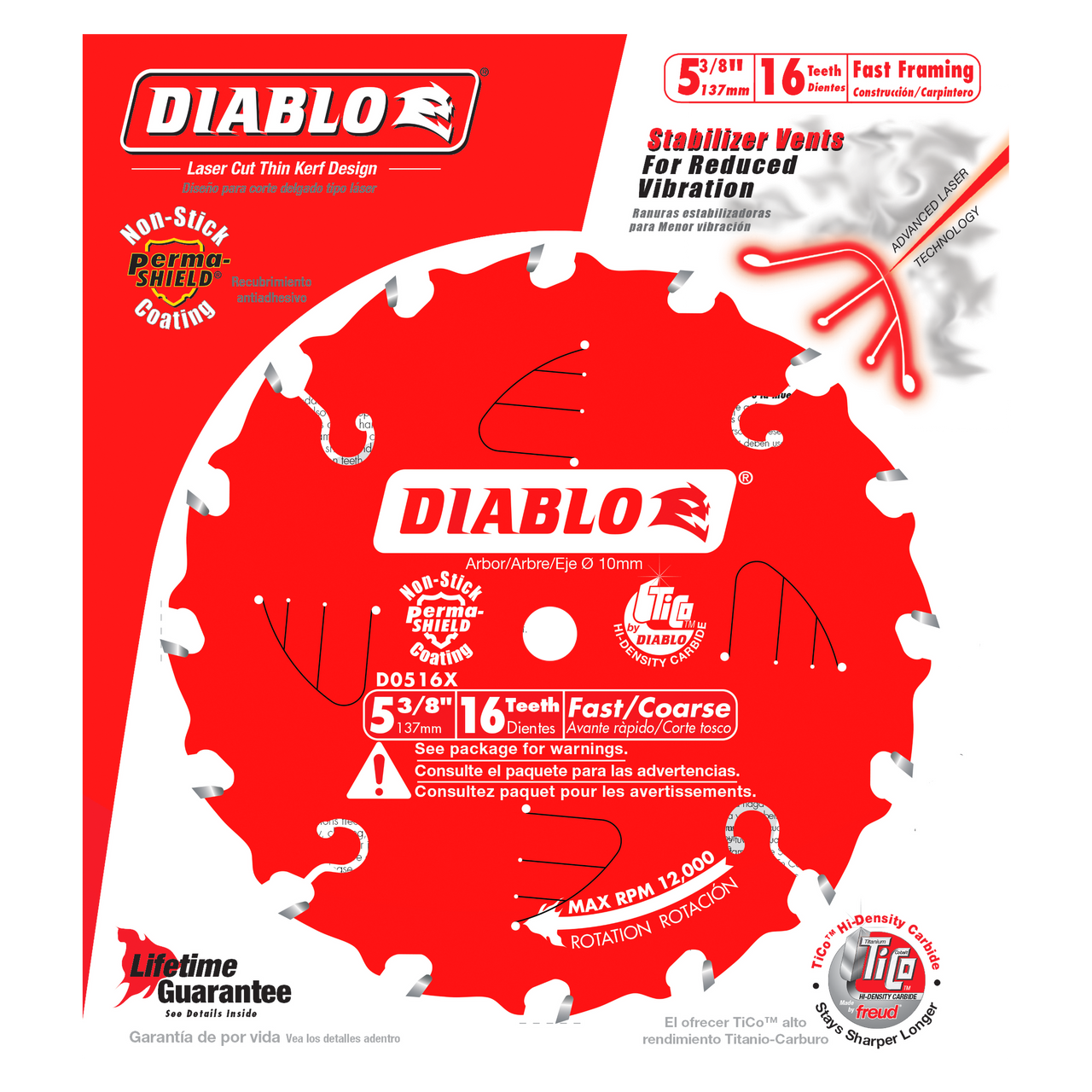 Diablo D0516X 5-3/8 in. x 16 Tooth Framing Trim Saw Blade