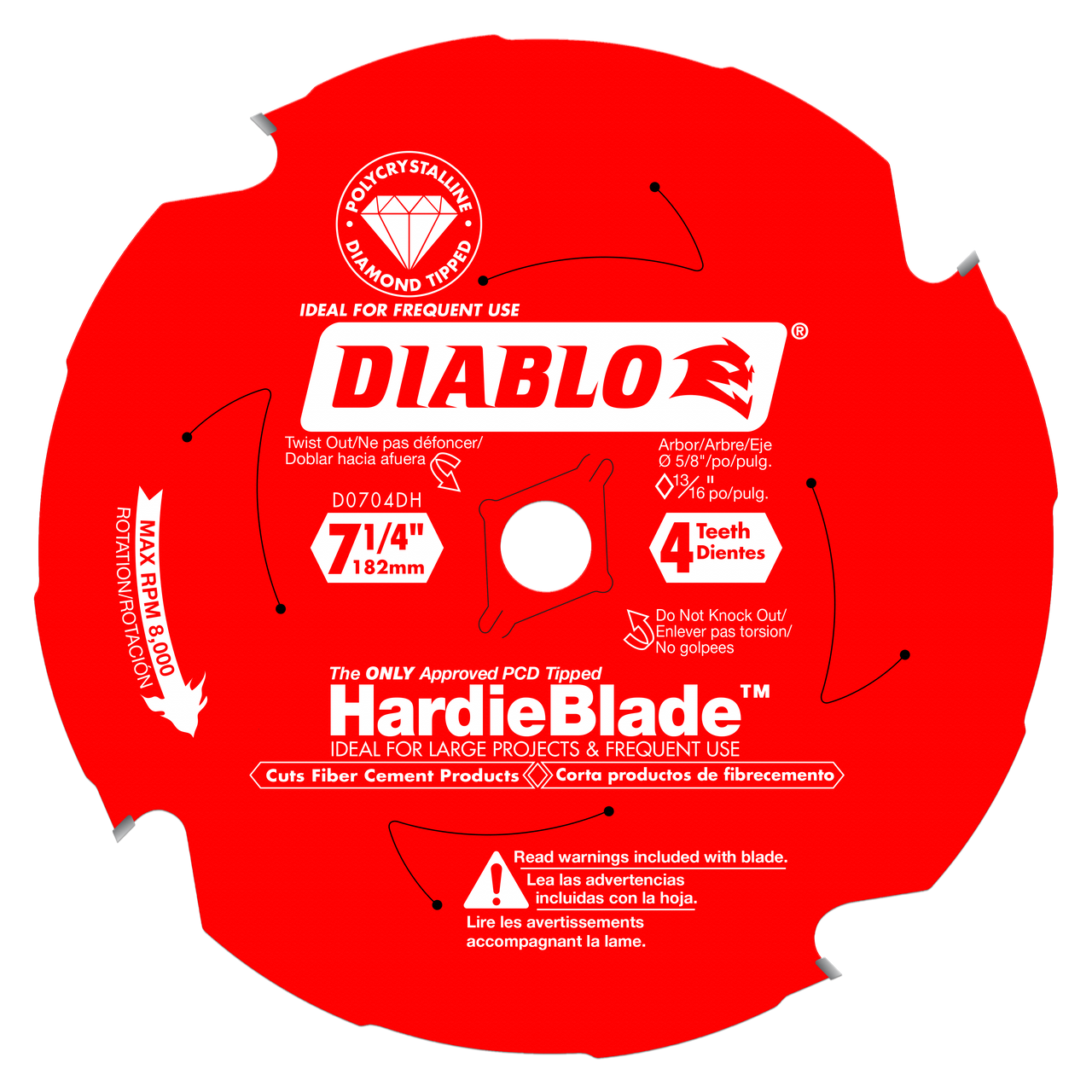 Diablo D0704DHA 7-1/4 in. x 4 Tooth (PCD) Fiber Cement HardieBlade