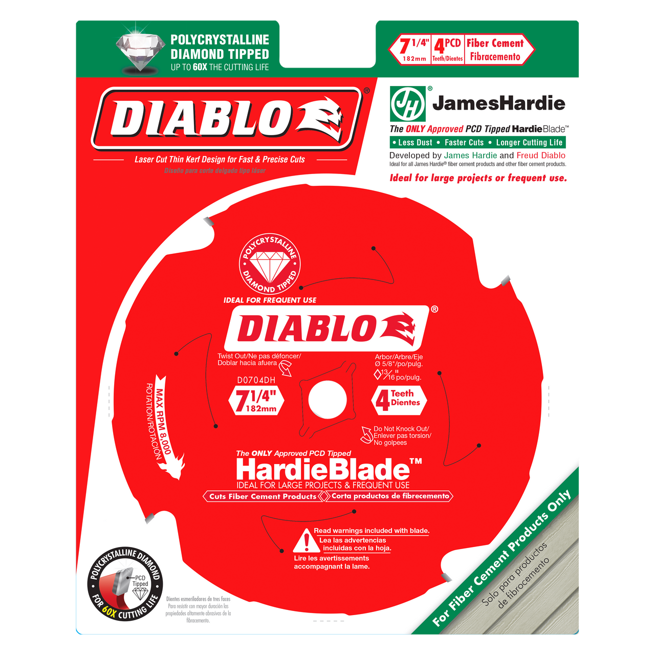 Diablo D0704DHA 7-1/4 in. x 4 Tooth (PCD) Fiber Cement HardieBlade