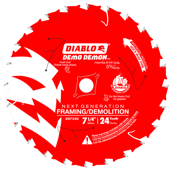 Diablo Demo Demon 7.5 inch, 24-Teeth Framing/Demolition Saw Blade - D0724DA