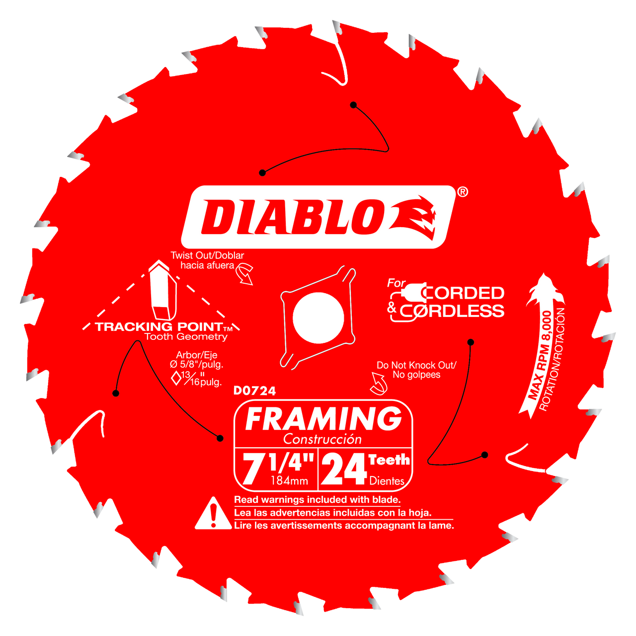 Diablo D0724X3 7-1/4 in. x 24-Tooth Framing Saw Blade (3-Pack)