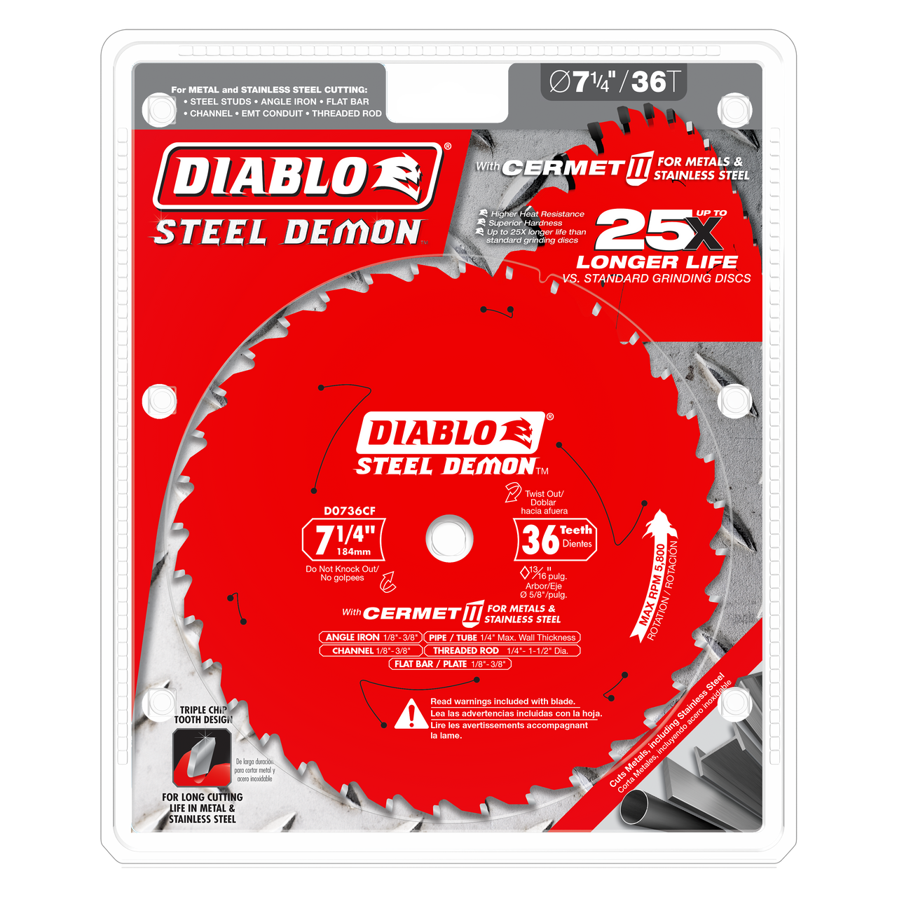 Diablo D0748CFA 7-1/4 in. x 48 Tooth Steel Demon Cermet II Saw Blade for Metals and Stainless Steel main image 1