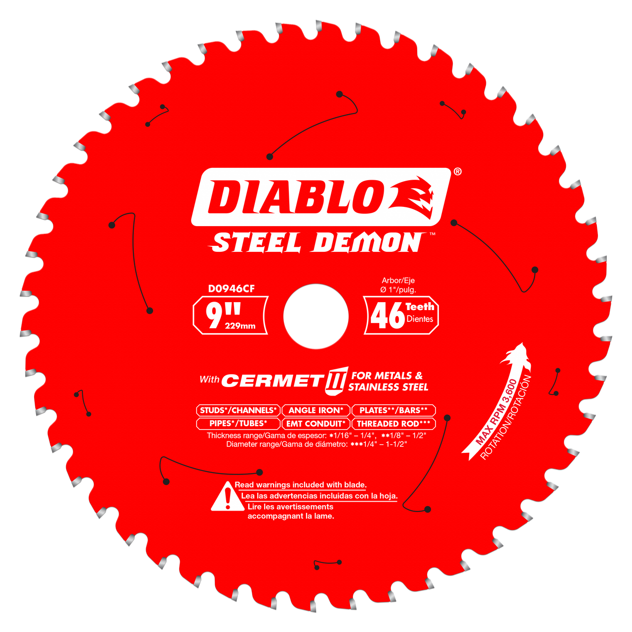 Diablo D0946CF 9 in. x 46 Tooth Steel Demon Cermet II Saw Blade for Metals and Stainless Steel