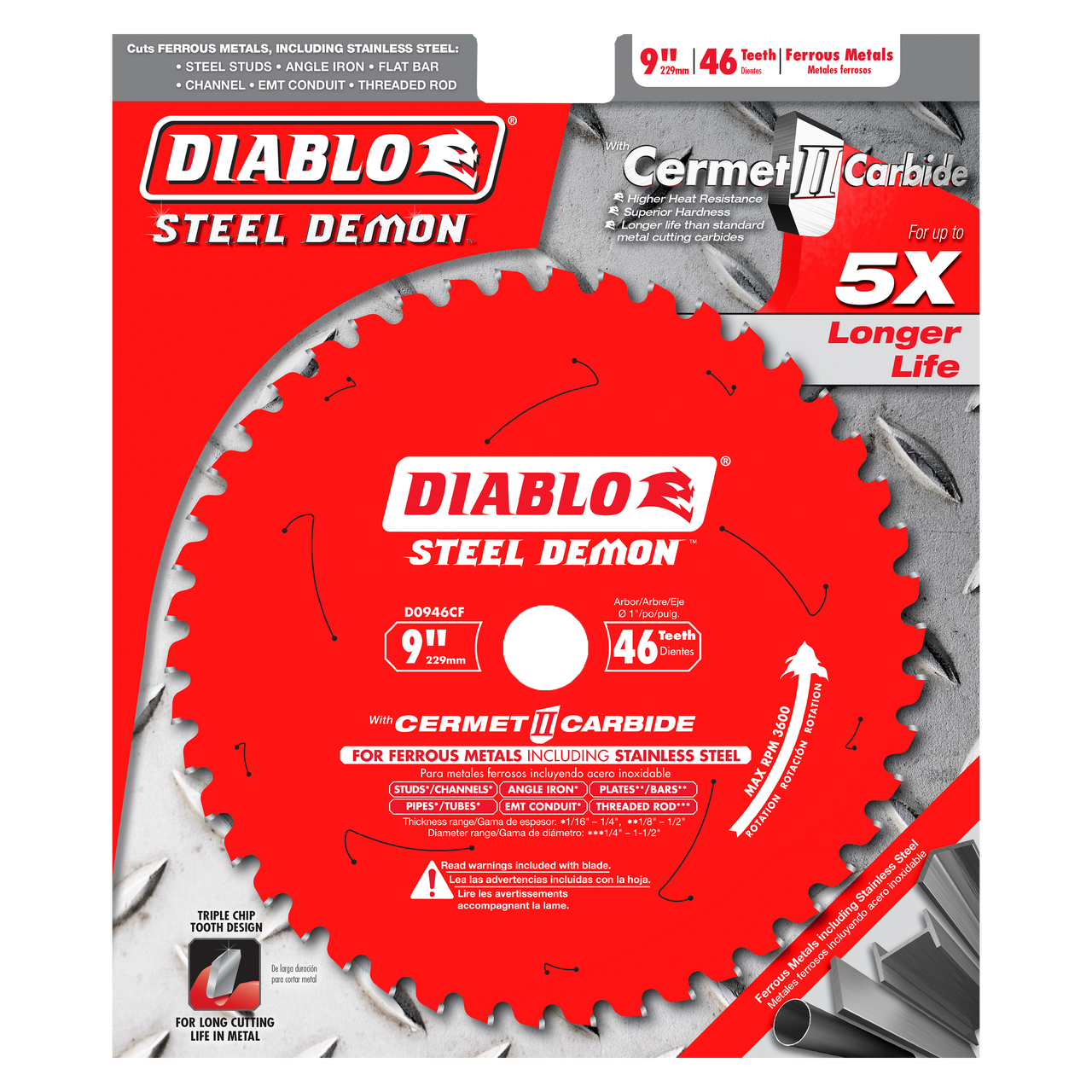 Diablo D0946CF 9 in. x 46 Tooth Steel Demon Cermet II Saw Blade for Metals and Stainless Steel
