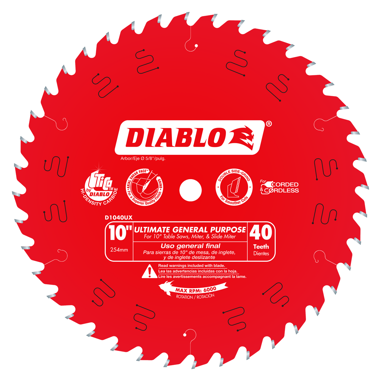 Diablo D1040UX 10 in. x 40 Tooth Ultimate General Purpose Saw Blade