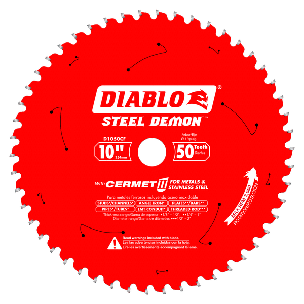 Diablo Steel Demon Cermet II 10 inch, 50-Teeth Saw Blade - D1050CF