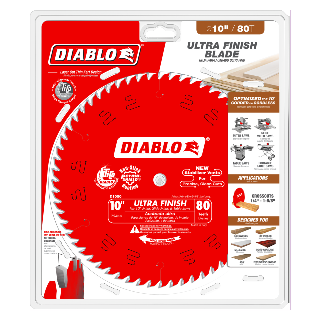 Diablo D1080X 10 in. x 80 Tooth Ultra Finish Saw Blade