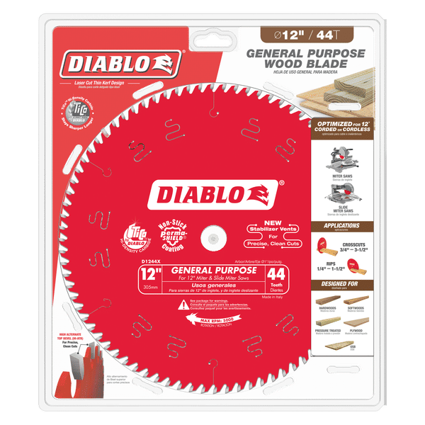 Diablo 12 inch, 44-Teeth General Purpose Saw Blade - D1244X