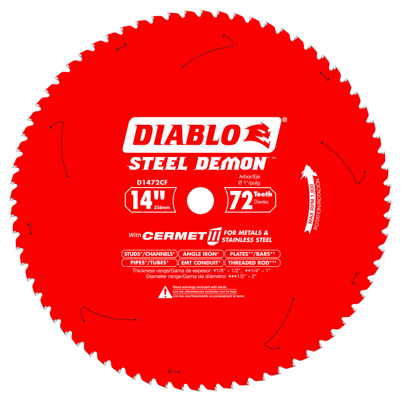 Diablo Steel Demon Cermet II 14 inch, 72-Teeth Saw Blade - D1472CF