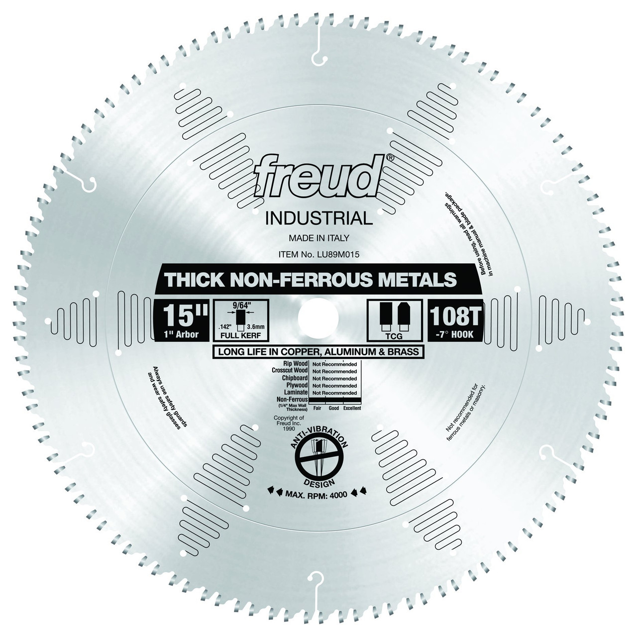 Freud LU89M015 15" Thick Stock Aluminum Metal Blade