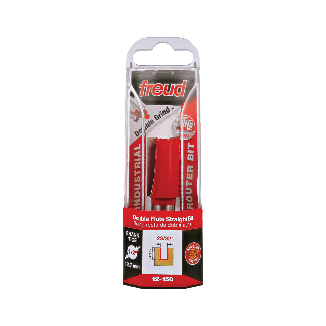 Freud 12-150 23/32" (Dia.) Double Flute Straight Bit (Eclipse Grind)