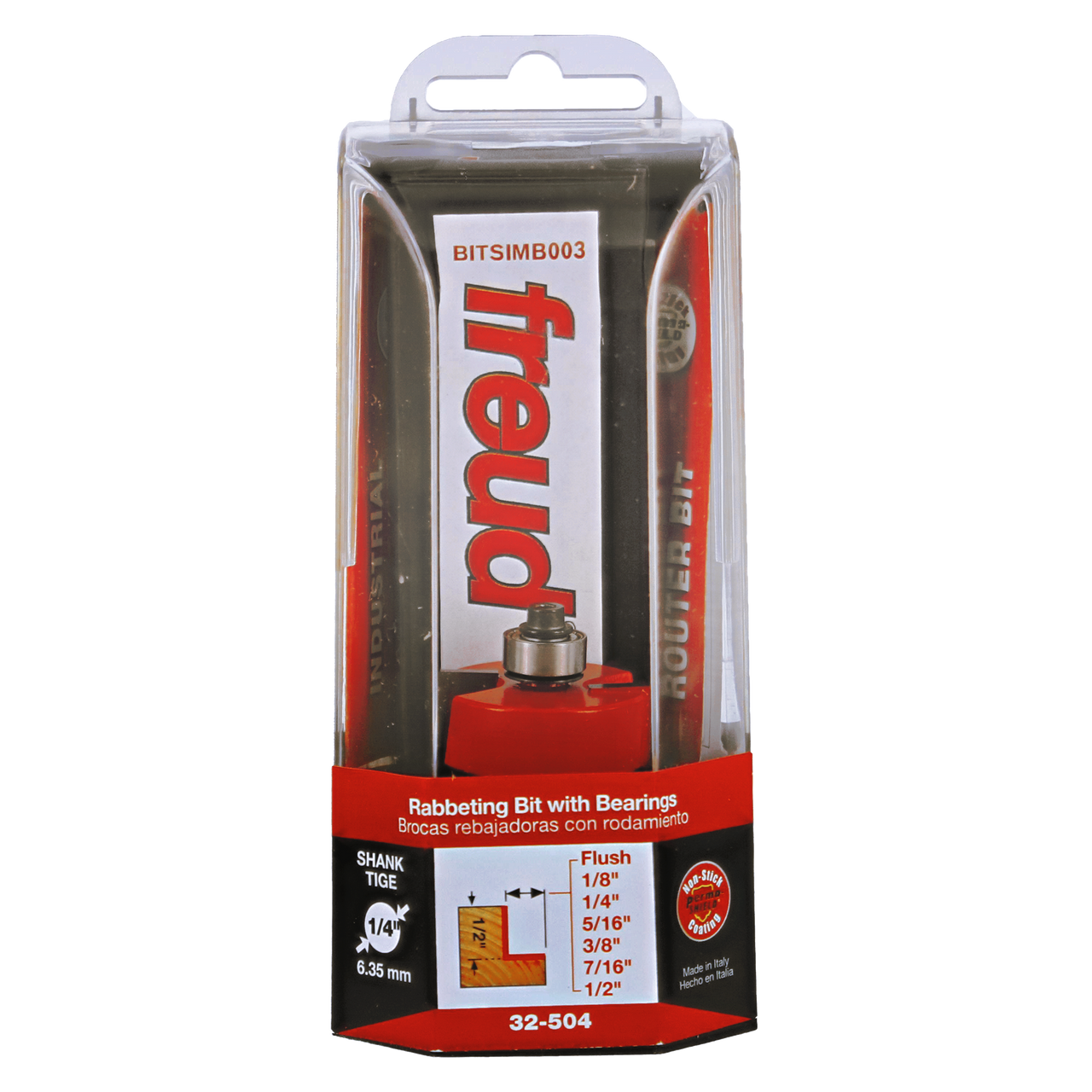 Freud 32-504 flush, 1/8",1/4",5/16",3/8",7/16",1/2" Depth Rabbeting Bit with Bearings