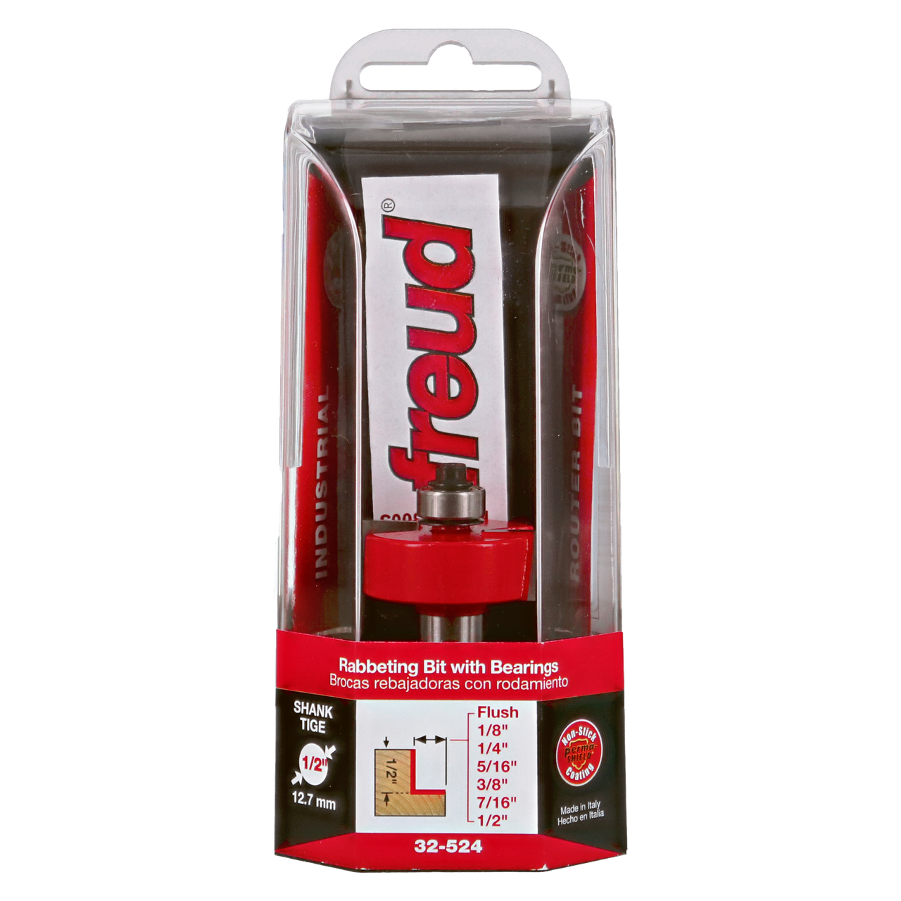 Freud 32-524 flush, 1/8",1/4",5/16",3/8",7/16",1/2" Depth Rabbeting Bit with Bearings