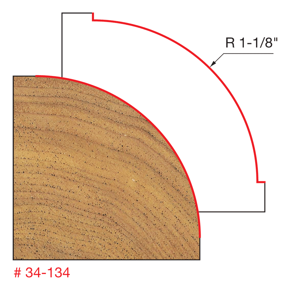Freud 34-134 1-1/8" Radius Rounding Over Bit (Quadra-Cut)
