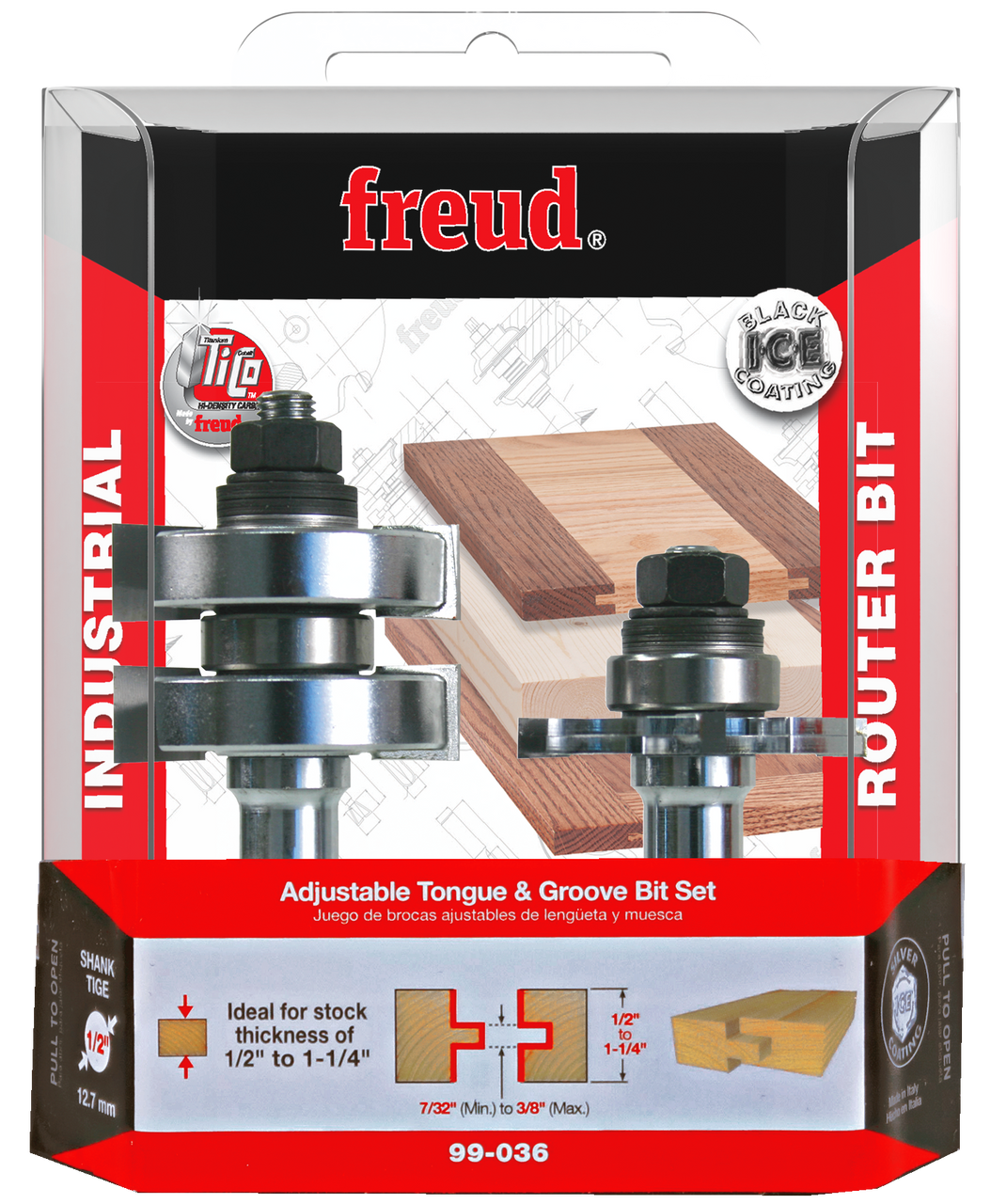 Freud 99-036 1-3/4" (Dia.) Adjustable Tongue & Groove Bit Set