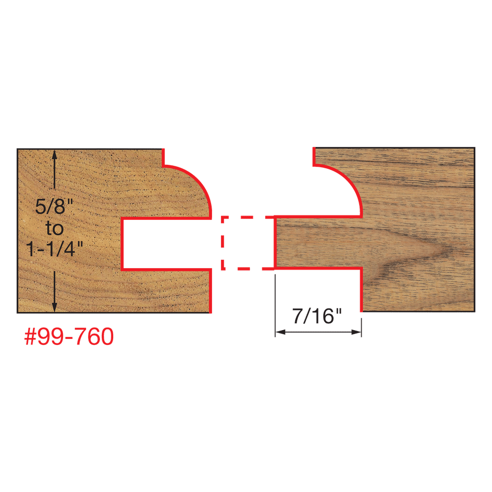Freud 99-760 1-11/16" (Dia.) Premier Adjustable Rail & Stile Bit - Round Over