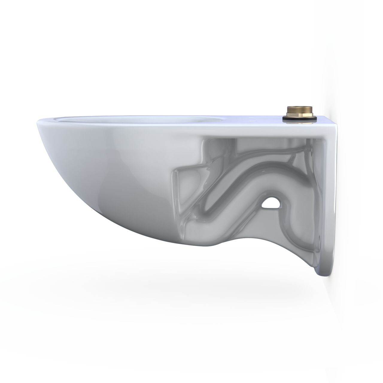 Toto Commercial Flushometer Wall Hung Elongated Tornado Flush Toilet Bowl Only with Top Spud 1.0, 1.28, and 1.6 GPF in Cotton White