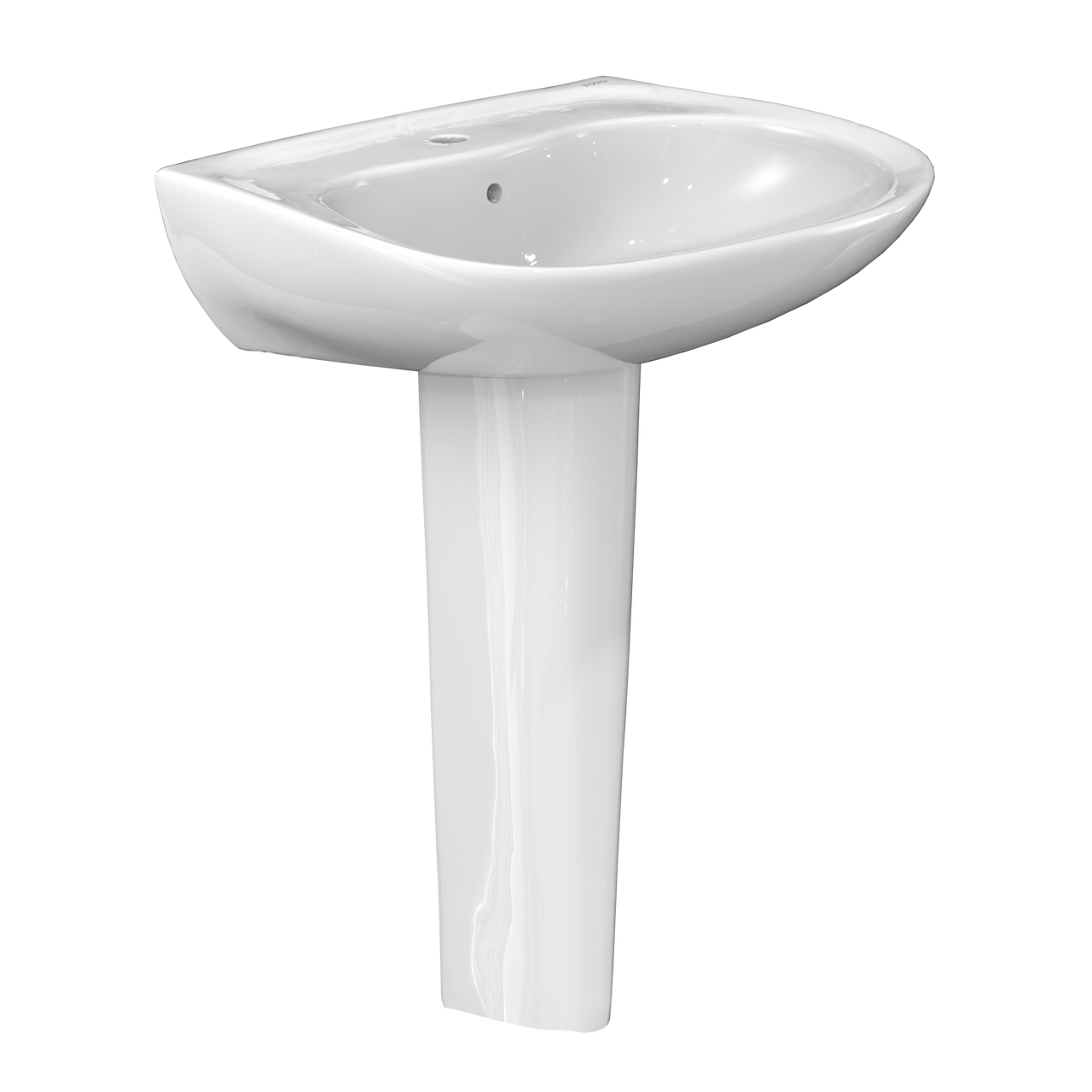 Toto Prominence Pedestal Oval Bathroom Sink with CEFIONTECT and Shroud for Single Hole Faucets in Cotton White