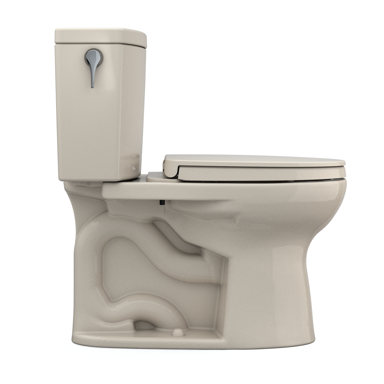 Toto Drake II Two Piece Elongated Auto Flush Washlet+ Ready Universal Height Toilet with CEFIONTECT 1.0 GPF with SS124 SoftClose Seat in Bone