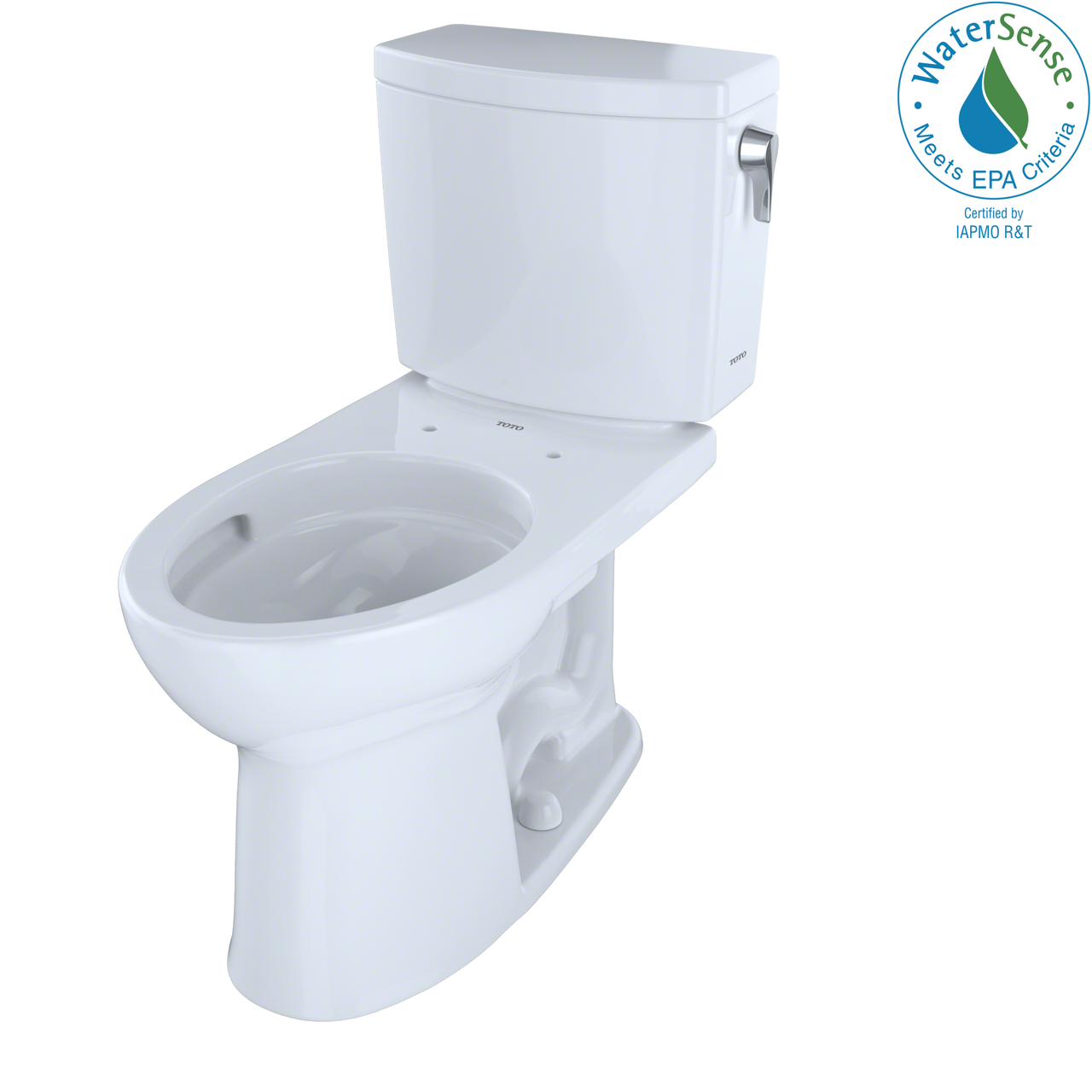 Toto Drake II Two Piece Elongated Universal Height Toilet with CEFIONTECT and Right Hand Lever 1.0 GPF Less Seat in Cotton White
