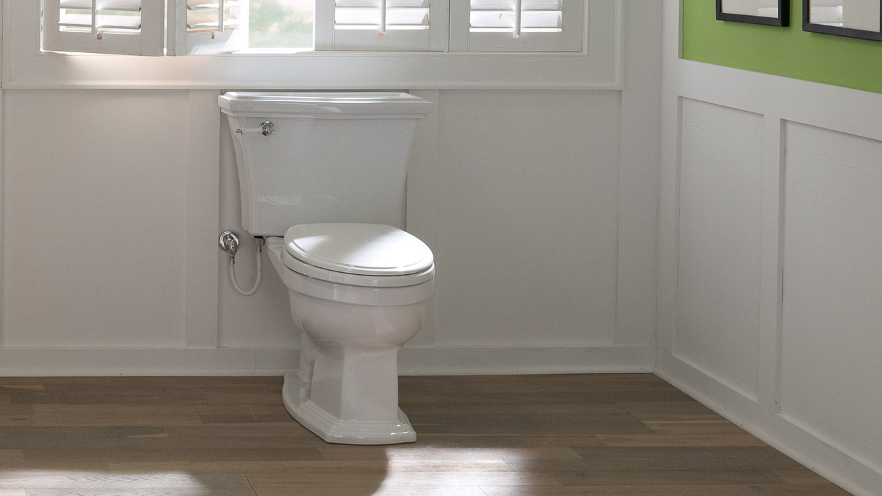 Toto Clayton Two Piece Elongated Universal Height Toilet 1.28 GPF Less Seat in Cotton White