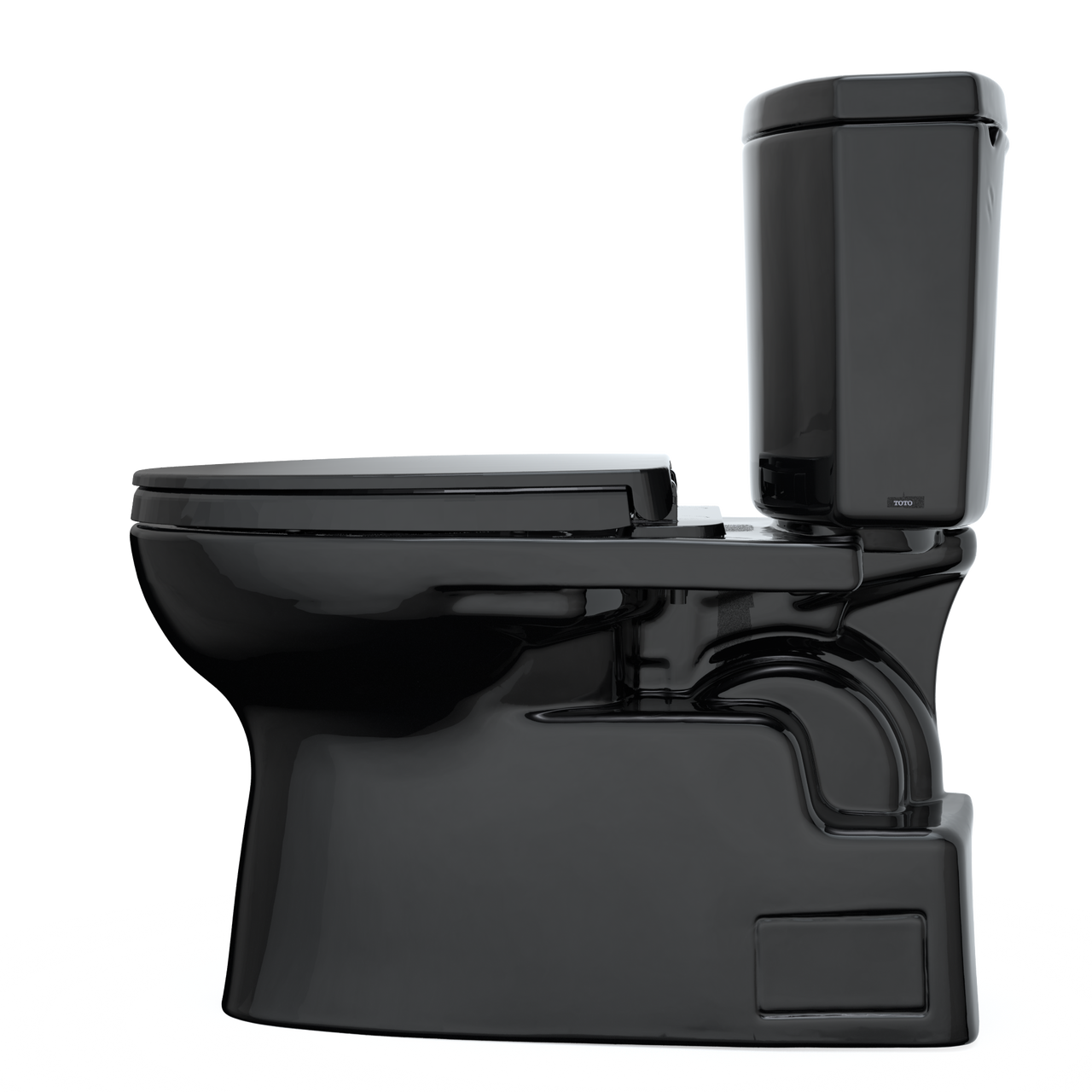 Toto Vespin II Two Piece Elongated Auto Flush Washlet+ Ready Universal Height Toilet Toilet 1.28 GPF with SS124 SoftClose Seat in Ebony