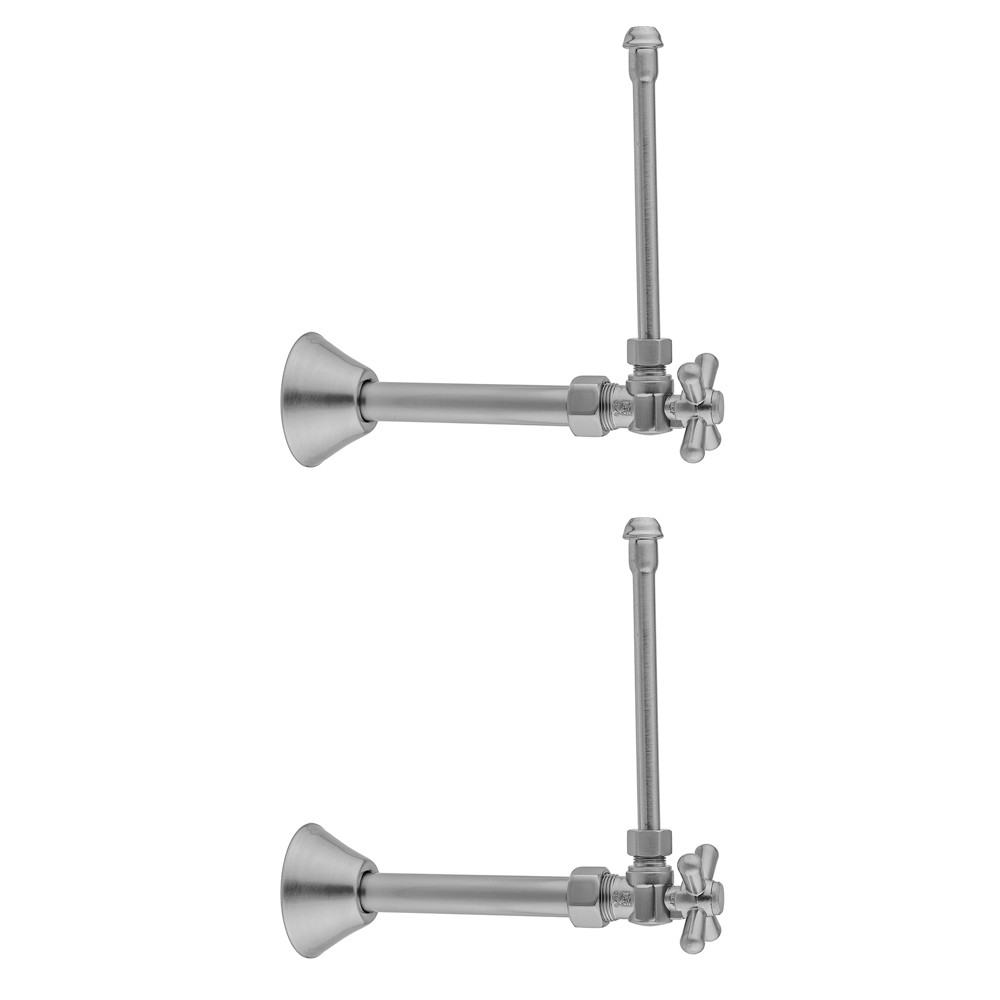 Jaclo Quarter Turn Angle Pattern 5/8" O.D. Compression x 3/8" O.D. Faucet Supply Kit Standard Cross Handle, 20" Supply Tubes, Cover Tubes, Escutcheons in Polished Chrome - 621-62CT-PCH