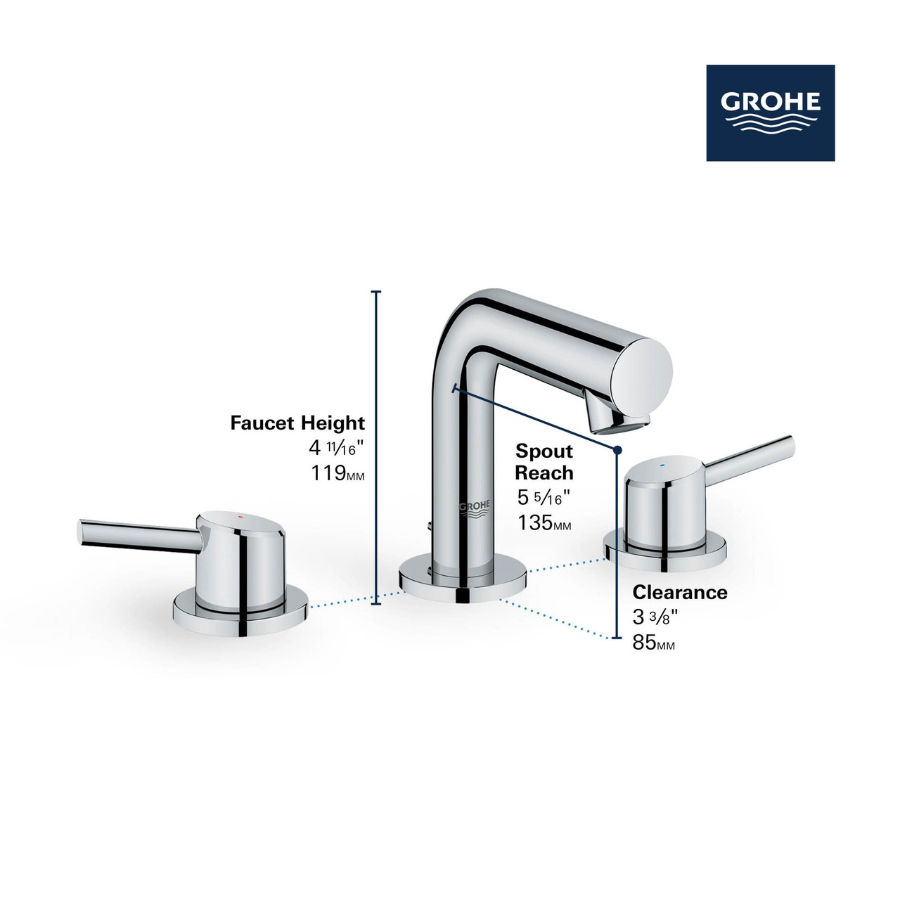 Grohe Concetto 205722431 8-inch Widespread 2-Handle S-Size Bathroom Faucet 1.2 GPM in Matte Black