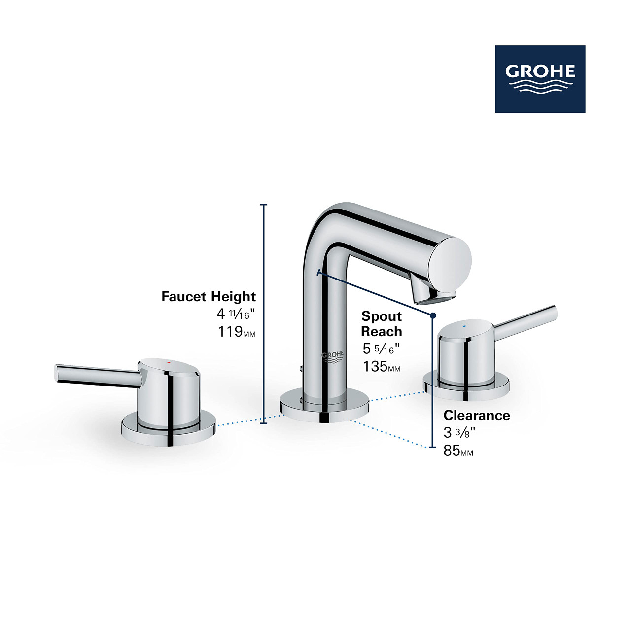 Grohe Concetto 20572GN1 8-inch Widespread 2-Handle S-Size Bathroom Faucet 1.2 GPM in Grohe Brushed Cool Sunrise