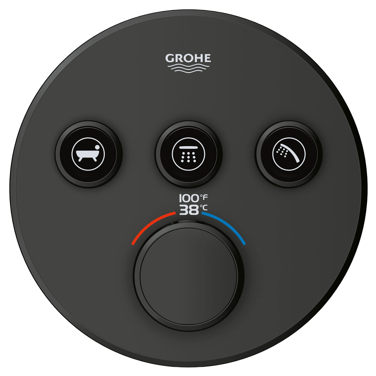 Grohe Grohtherm 291382430 Triple Function Thermostatic Valve Trim in Matte Black