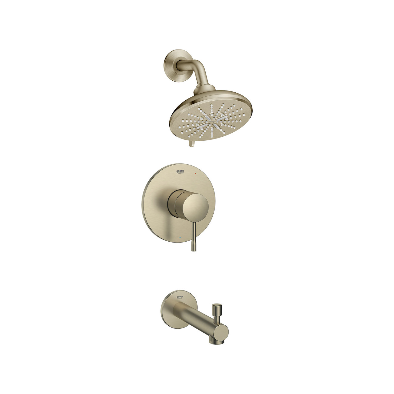 Grohe Essence 102496EN00 Essence Pressure Balance Valve Tub/Shower Combo in Grohe Brushed Nickel