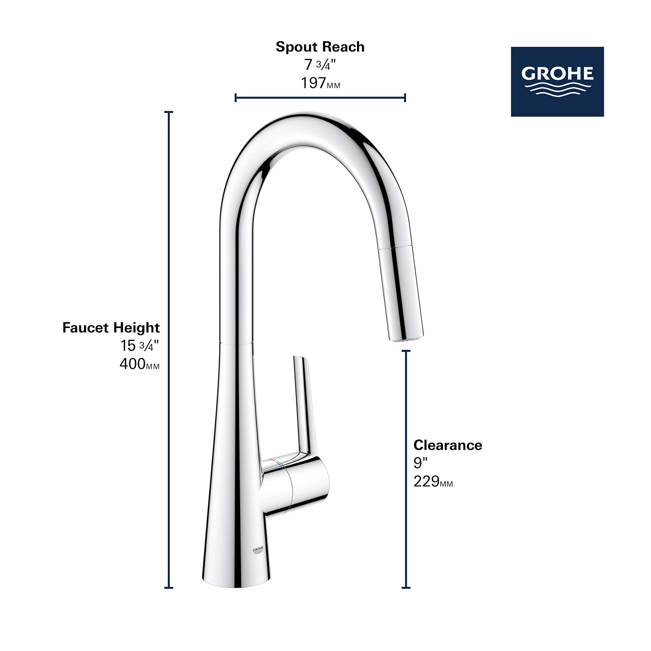 Grohe Zedra 322262433 Single-Handle Pull Down Kitchen Faucet Dual Spray 1.75 GPM in Matte Black