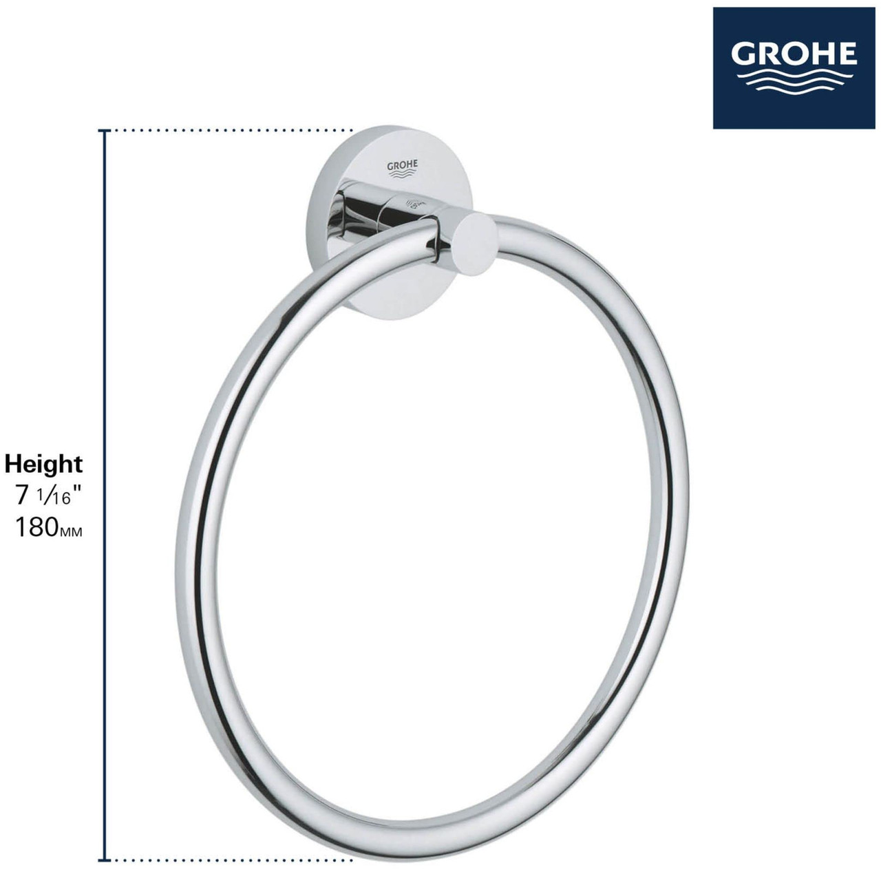 Grohe Essentials 403652431 8" Towel Ring in Matte Black