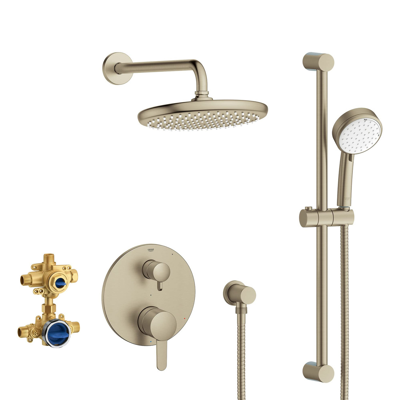 Grohe Cosmopolitan 29428EN0 COSMOPOLITAN PRESSURE BALANCE RAIN SHOWER SET in Grohe Brushed Nickel