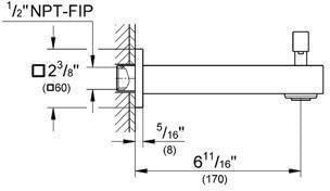Grohe Eurocube 133072430 Diverter Tub Spout in Matte Black