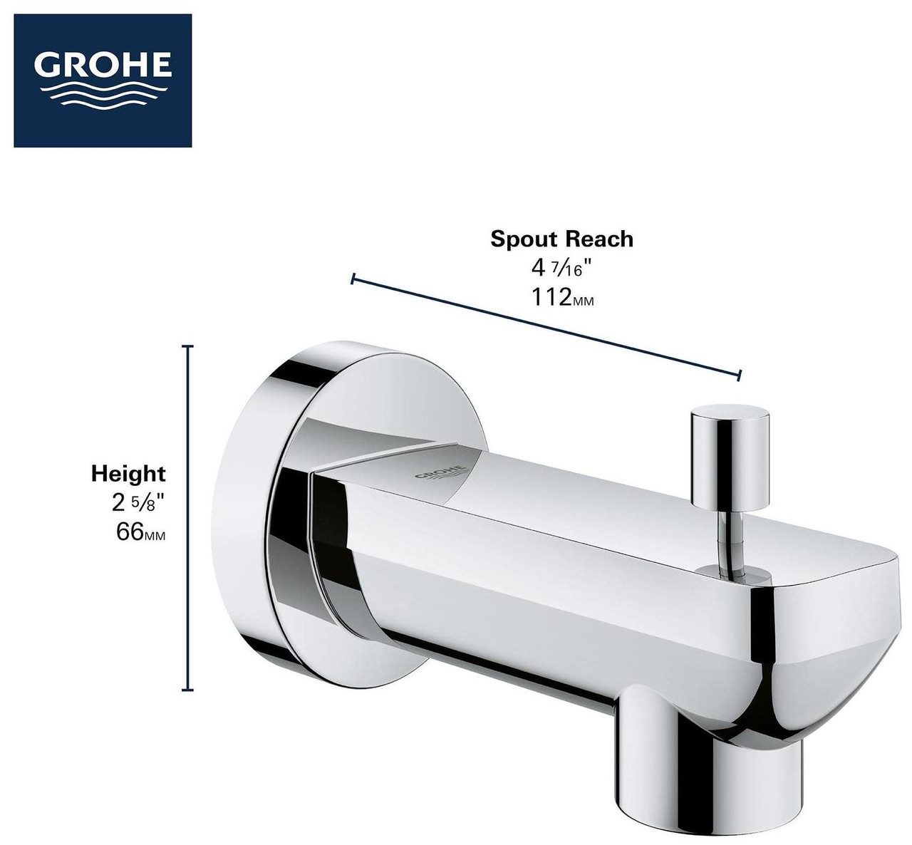 Grohe Lineare 133822431 Diverter Tub Spout in Matte Black