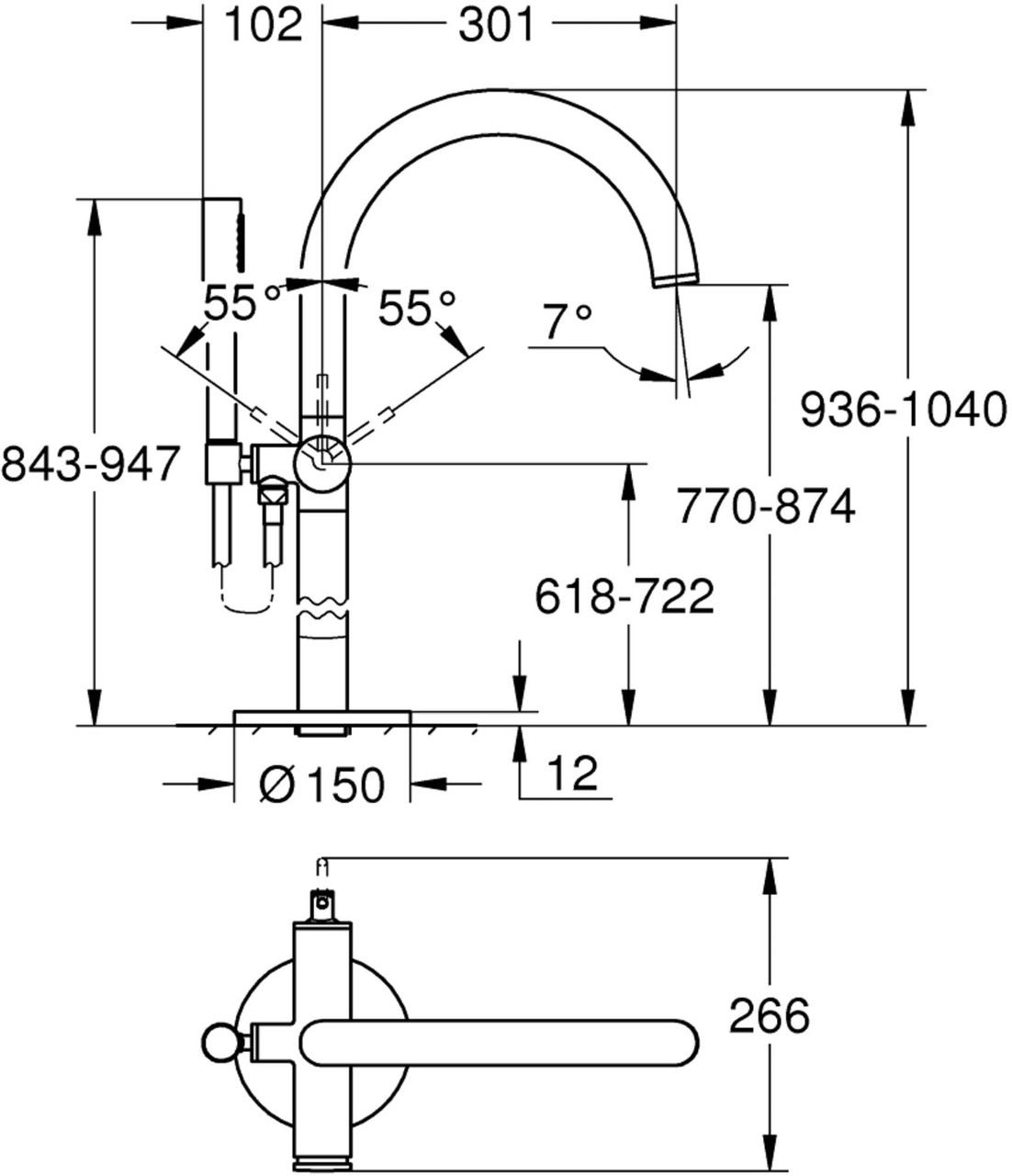 Grohe Atrio 24368000 Single-Handle Freestanding Tub Faucet with 1.75 GPM Hand Shower in Grohe Chrome