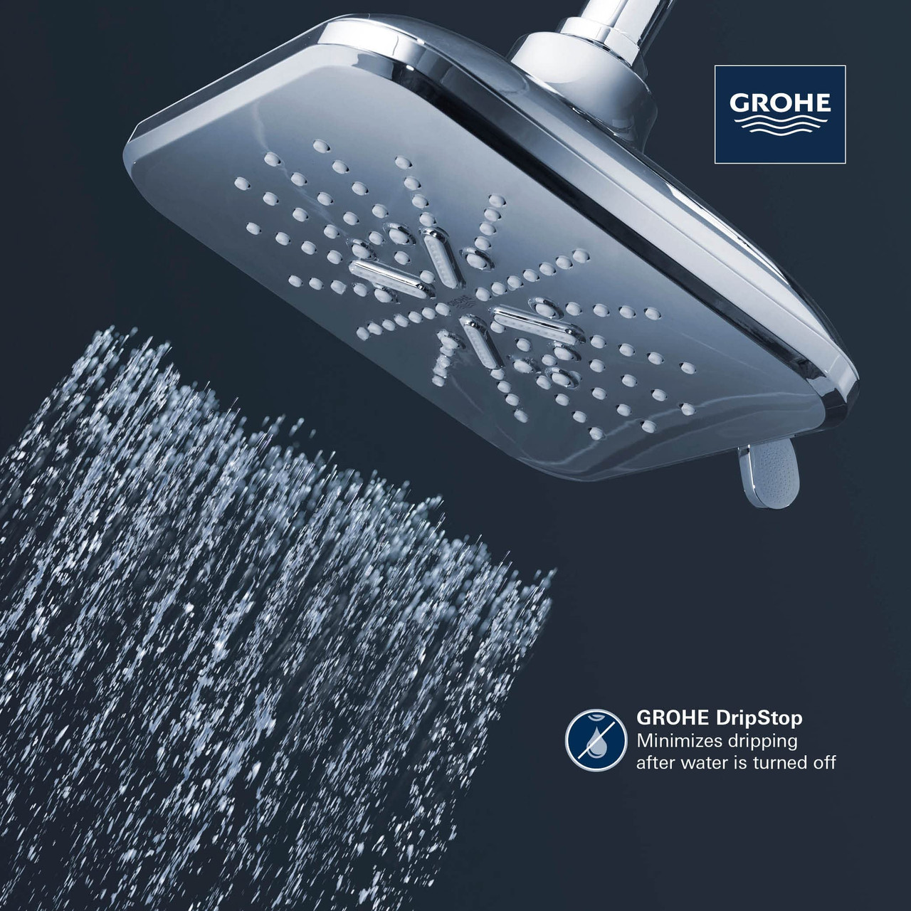 Grohe Rainshower 267972430 Shower Head, 6-1/2" - 3 Sprays, 1.75gpm in Matte Black
