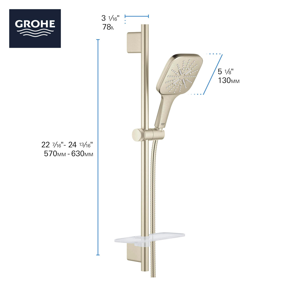 Grohe Eurocube 29433EN0 EUROCUBE PRESSURE BALANCE SHOWER SET in Grohe Brushed Nickel
